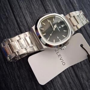 Poedegar 45mm Textured Dial Silver Men's Watch NEW